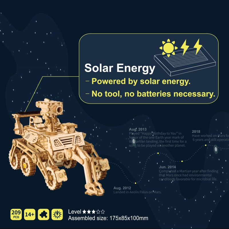 4 Kind Wooden Solar Energy Powered 3D Moveable Space Hunting DIY Model Creative Toy Gift for Child Adult LS402