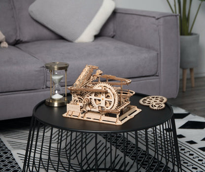 4 Kinds Marble Run Game DIY Waterwheel Coaster Wooden Assembly Gift for LG501