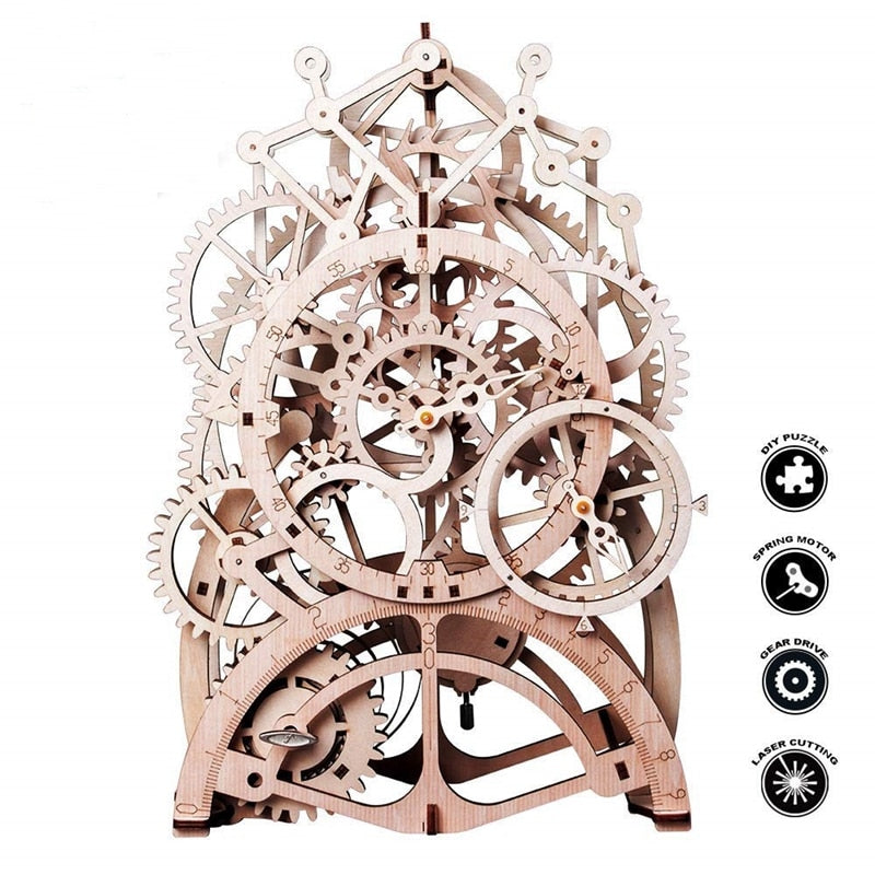 4 Kinds Creative DIY Laser Cutting 3D Mechanical Model Wooden Puzzle Game Assembly Toy Gift for Children Teens Adult LK
