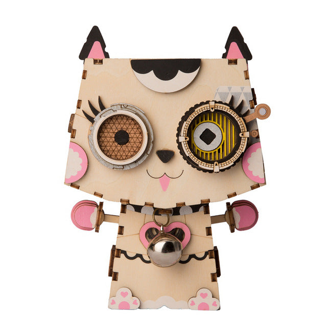 3D Wooden Robot Puzzle Game Creative Flower Pot Storage Box Penholder Models for Children Adult FT761