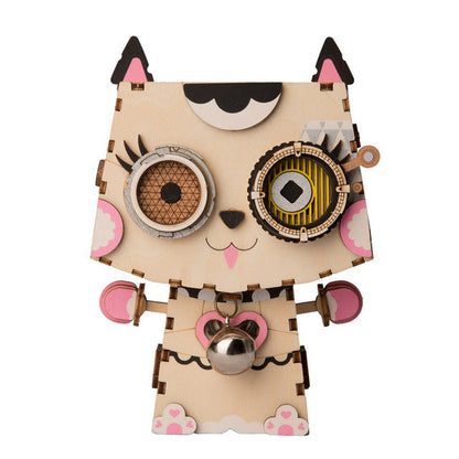 3D Wooden Robot Puzzle Game Creative Flower Pot Storage Box Penholder Models for Children Adult FT761