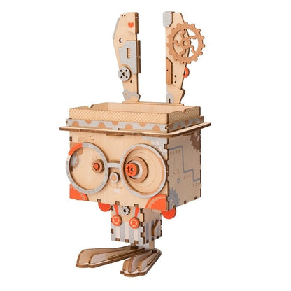 3D Wooden Robot Puzzle Game Creative Flower Pot Storage Box Penholder Models for Children Adult FT761