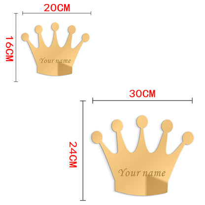 3MM Personalised Acrylic Princess Mirror Custom Queen Crown Wedding Crown Decor Mirror Sticker with Self-Adhesive Party Favor