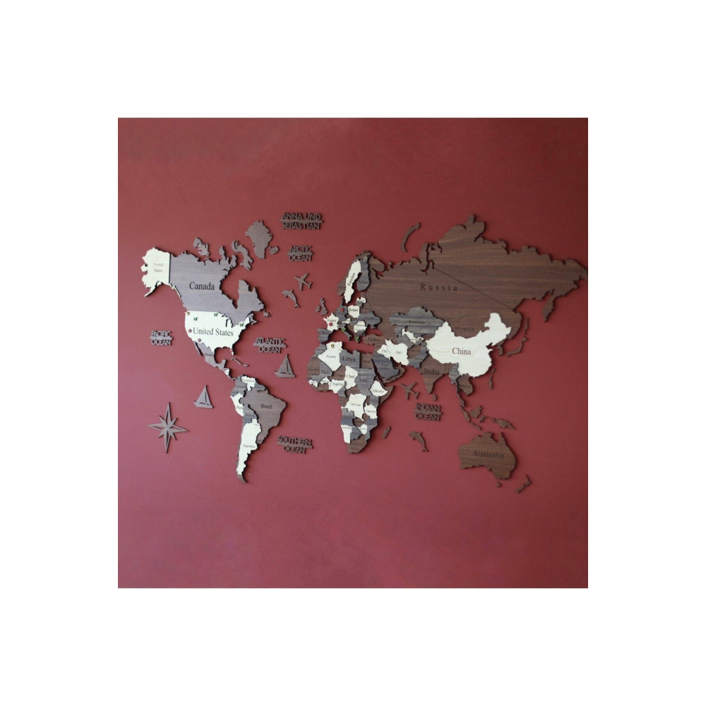 3D Wooden World Map