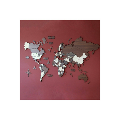 3D Wooden World Map