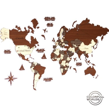3D Wooden World Map