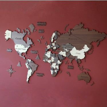 3D Wooden World Map