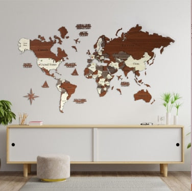 3D Wooden World Map